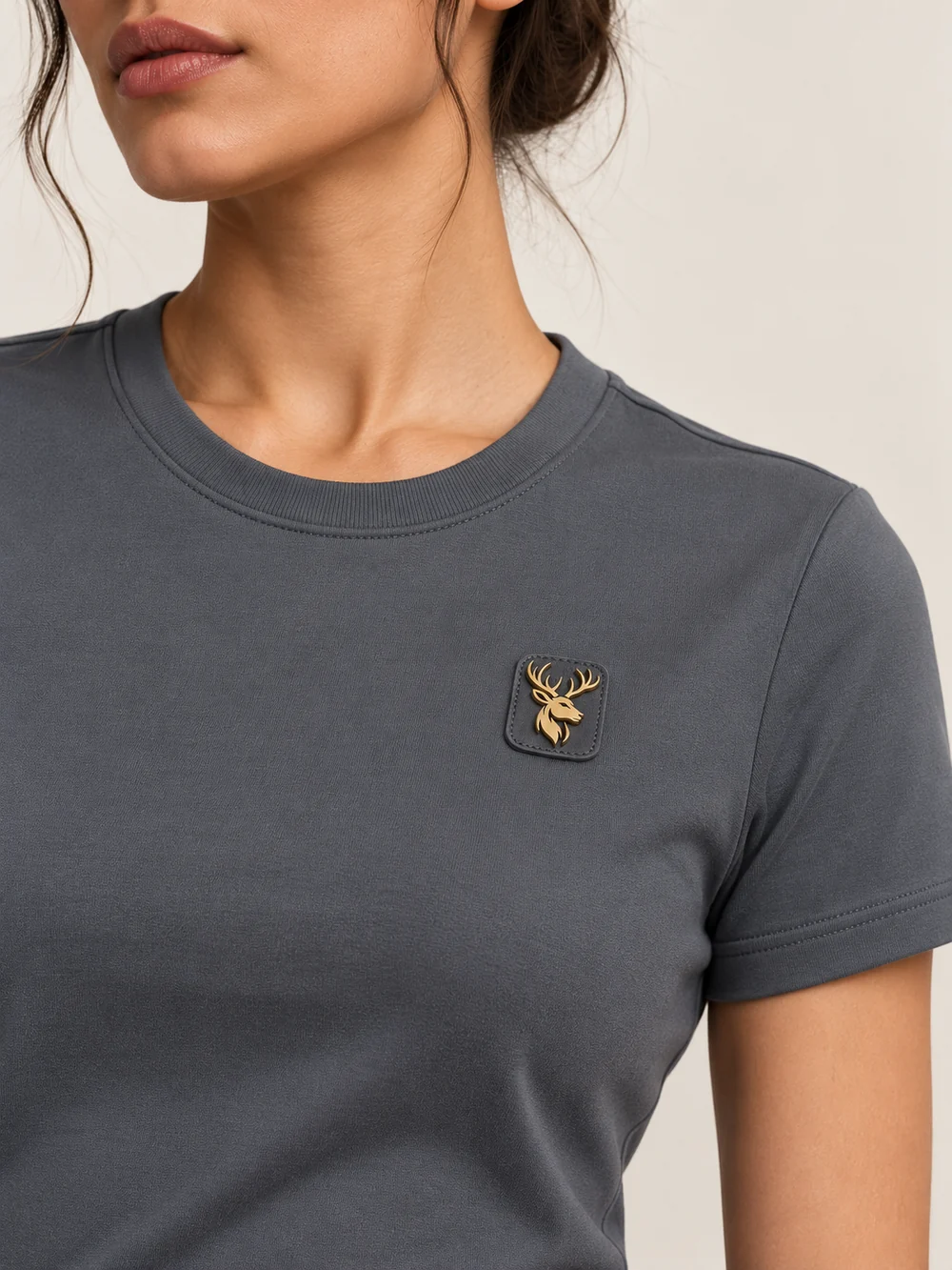 Gold Edition Women's Contour Tee — Slate, Detail view