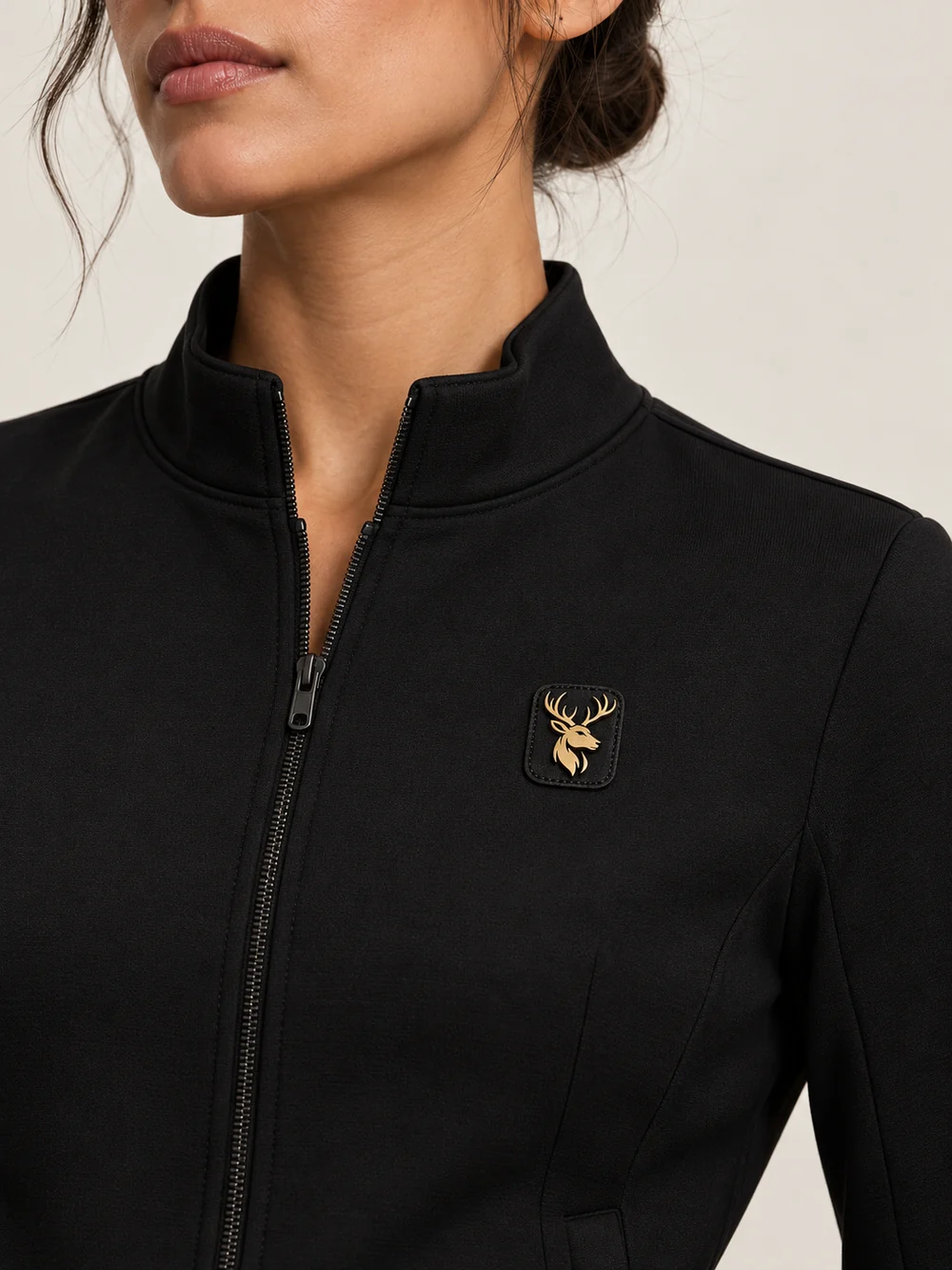 Gold Edition Women's Cropped Jacket — Black, Detail view