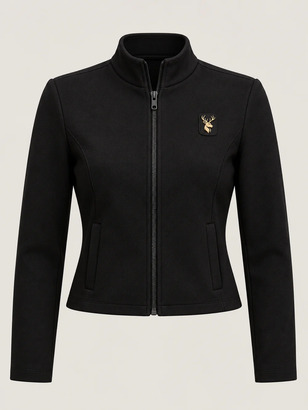 Gold Edition Women's Cropped Jacket — Black, Front view