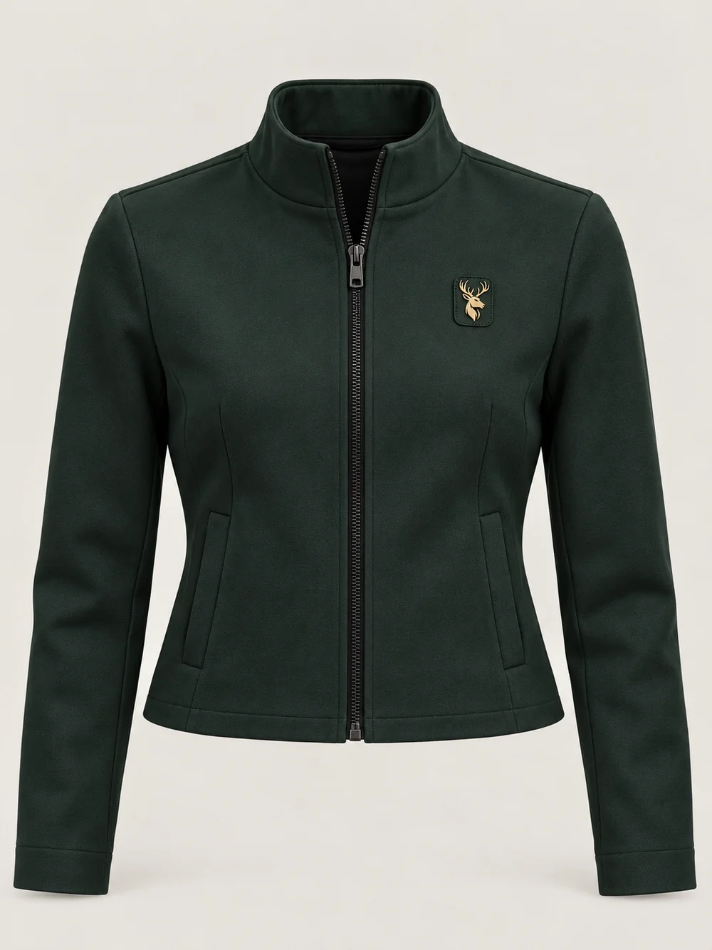 Gold Edition Women's Cropped Jacket — Deep Forest, Front view