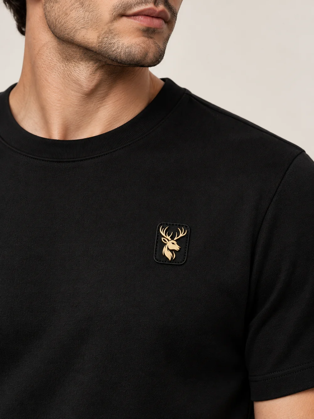 Gold Edition Men's Structured Tee — Black, Detail view