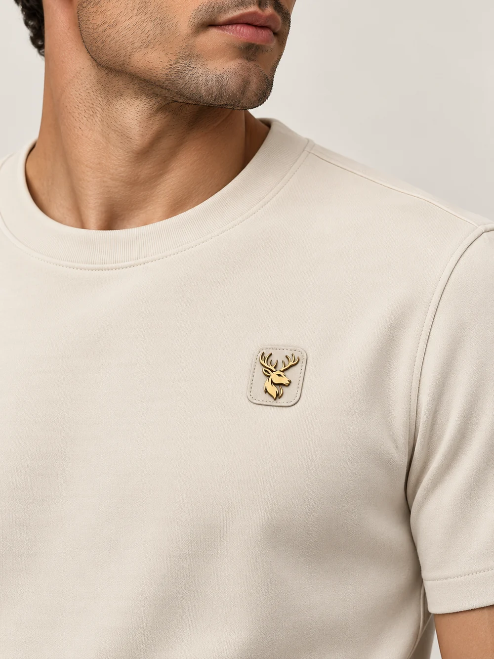 Gold Edition Men's Structured Tee — Bone, Detail view
