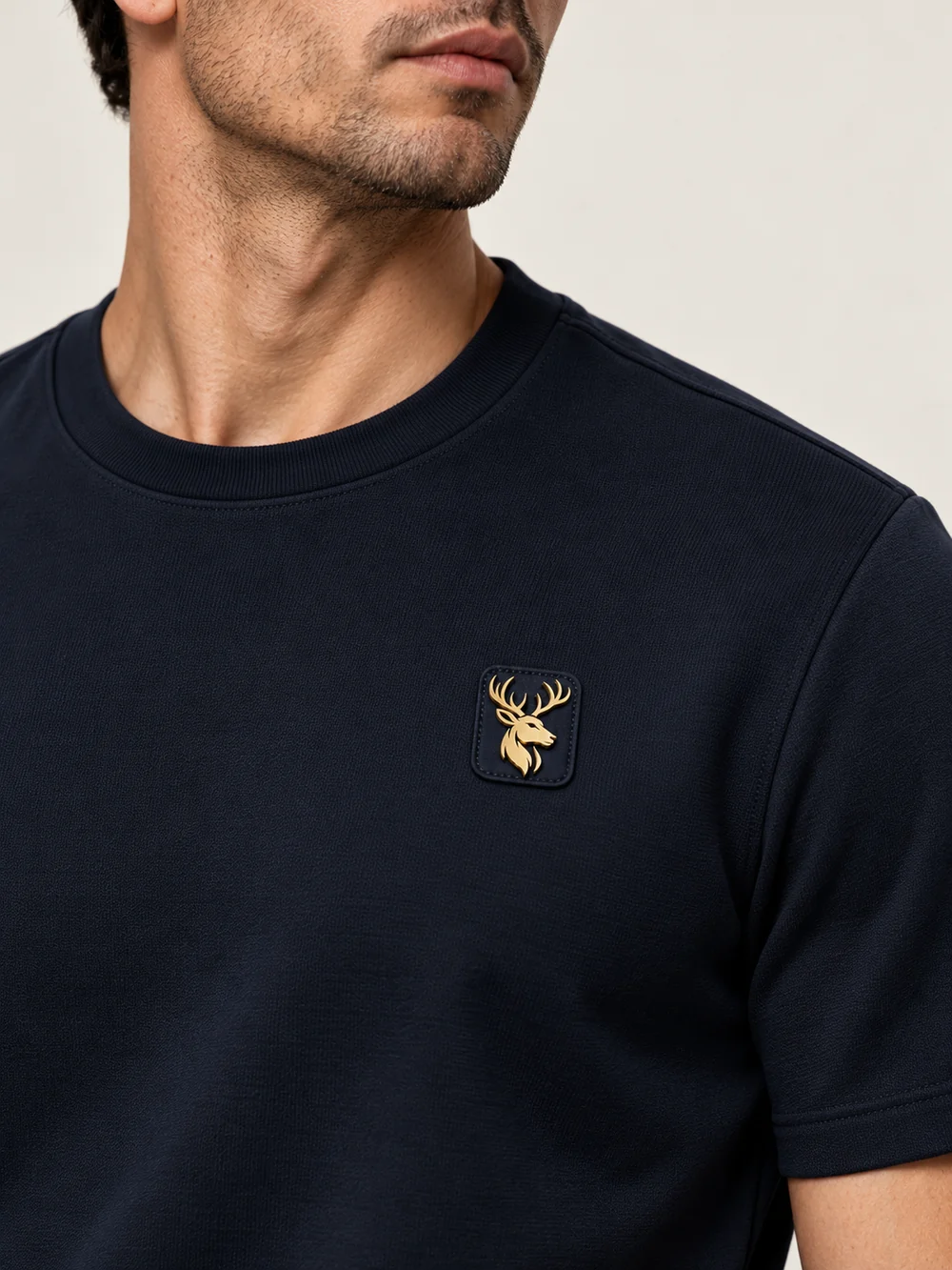 Gold Edition Men's Structured Tee — Midnight Navy, Detail view