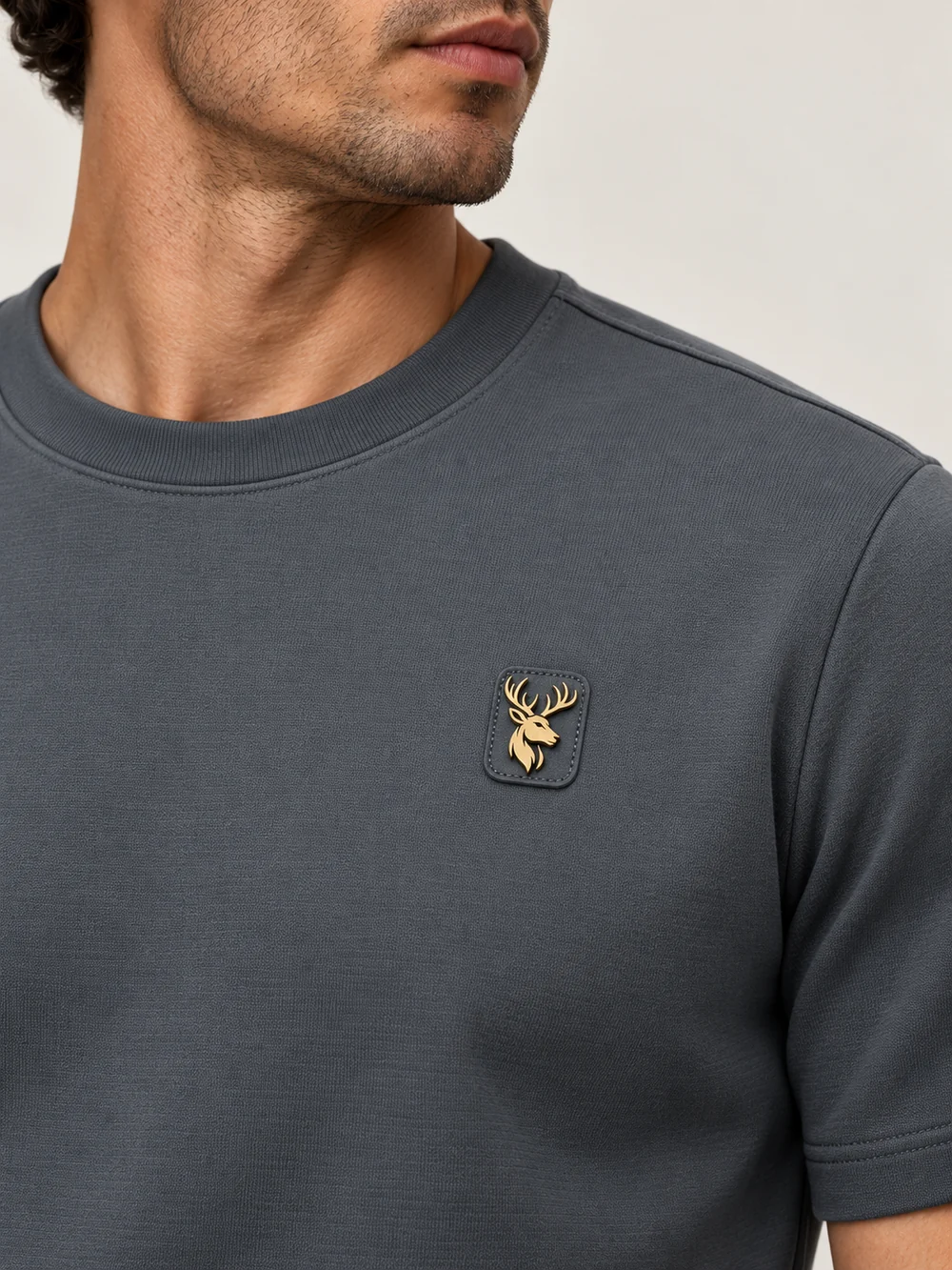 Gold Edition Men's Structured Tee — Slate, Detail view