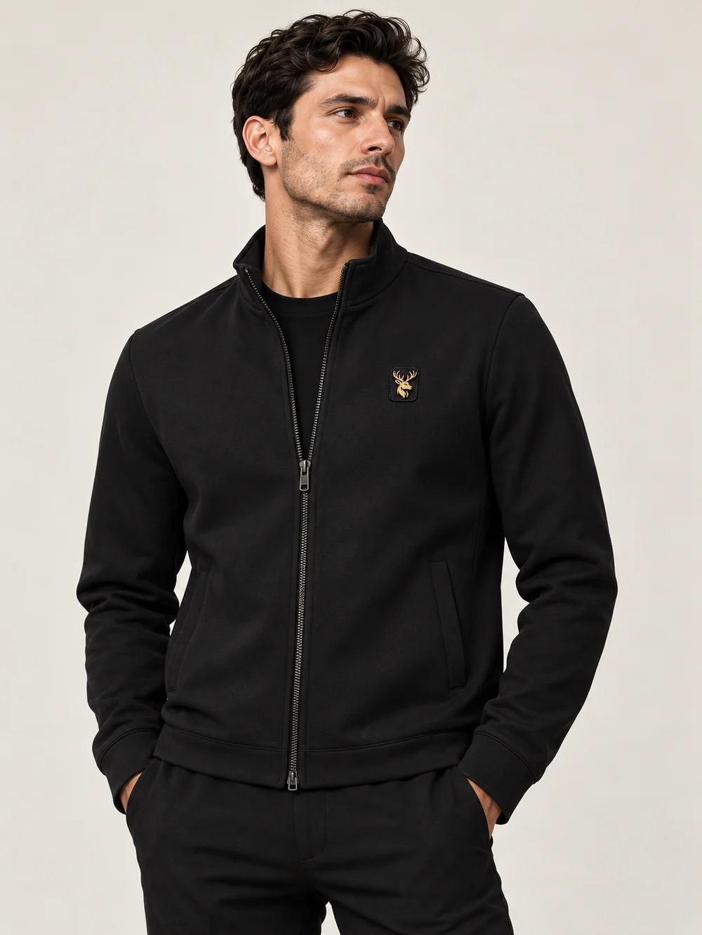 Gold Edition Men's Zip Blouson — Black, On-model view