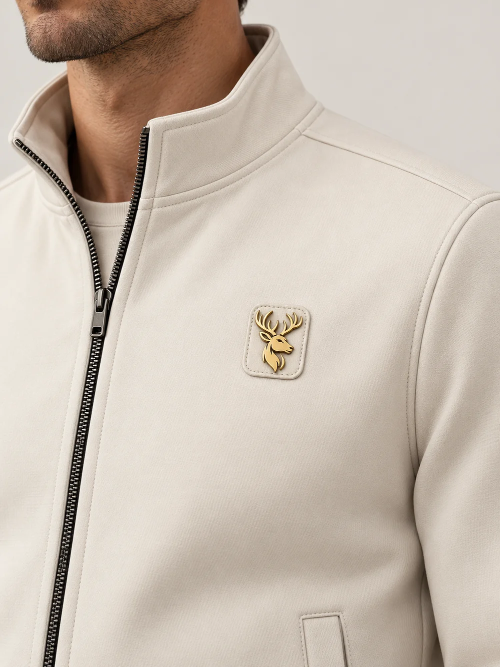 Gold Edition Men's Zip Blouson — Bone, Detail view