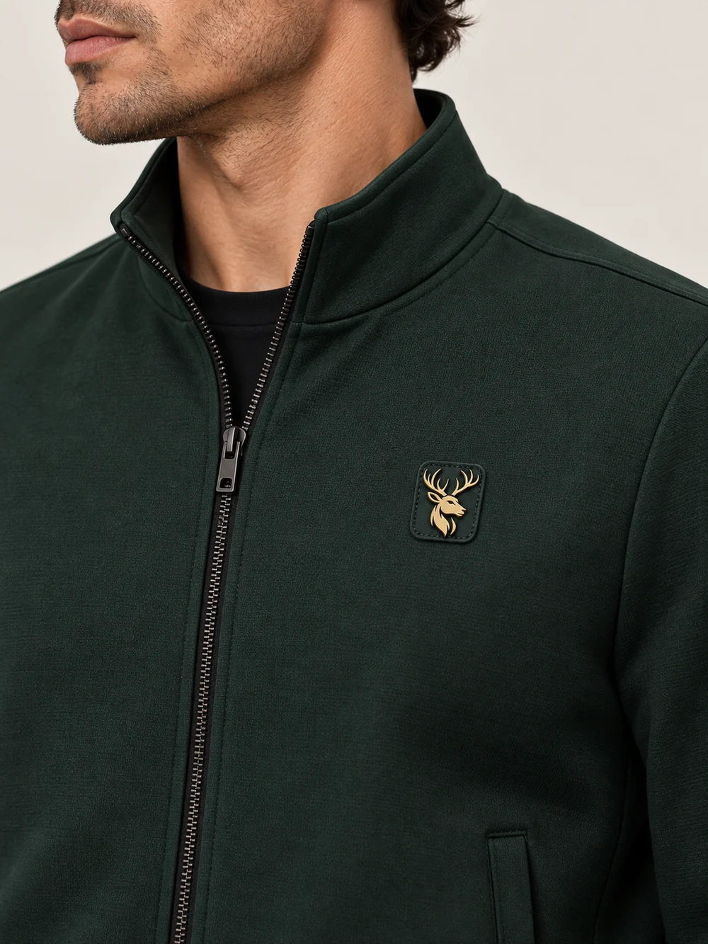 Gold Edition Men's Zip Blouson — Deep Forest, Detail view