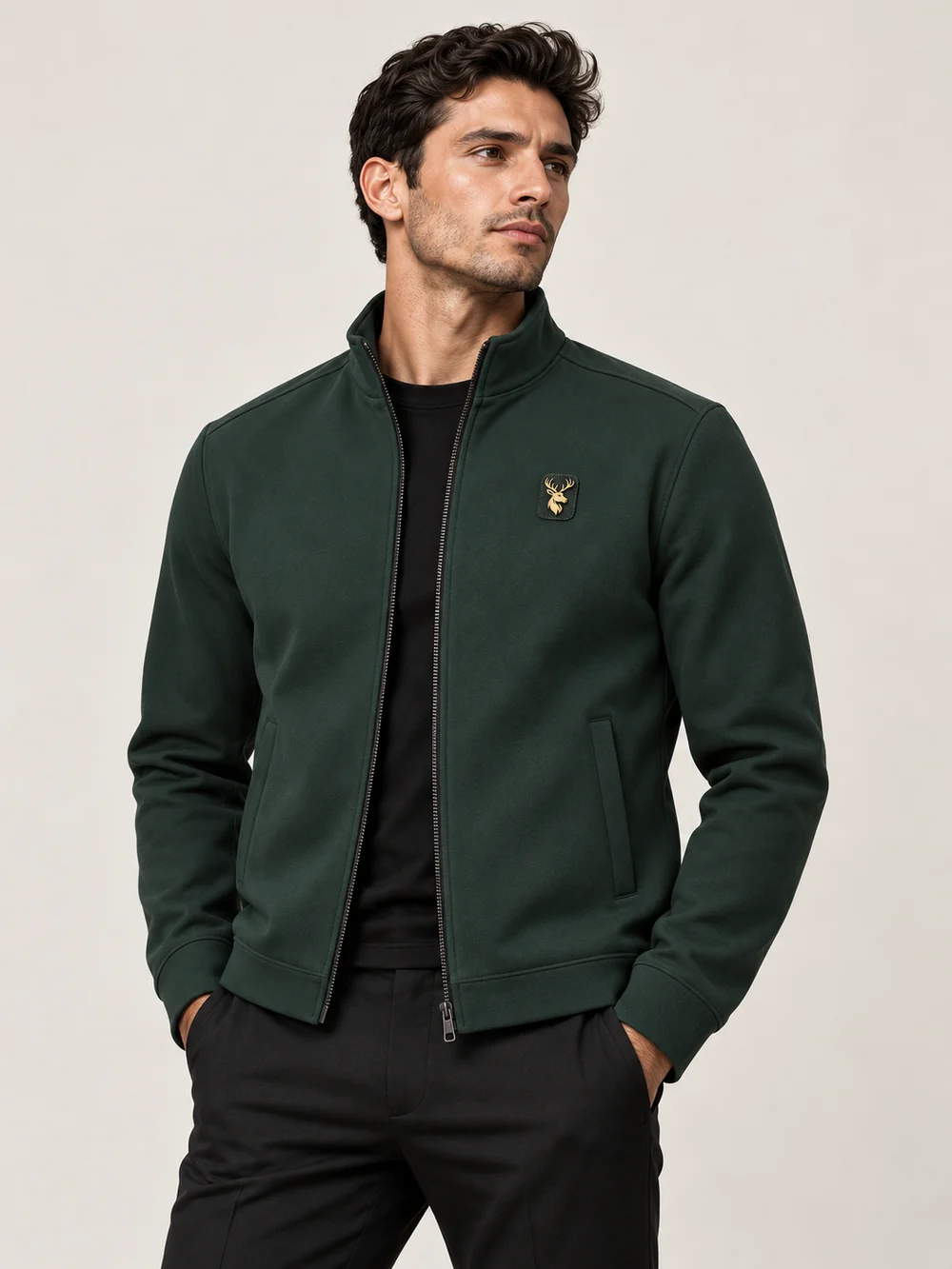 Gold Edition Men's Zip Blouson — Deep Forest, On-model view