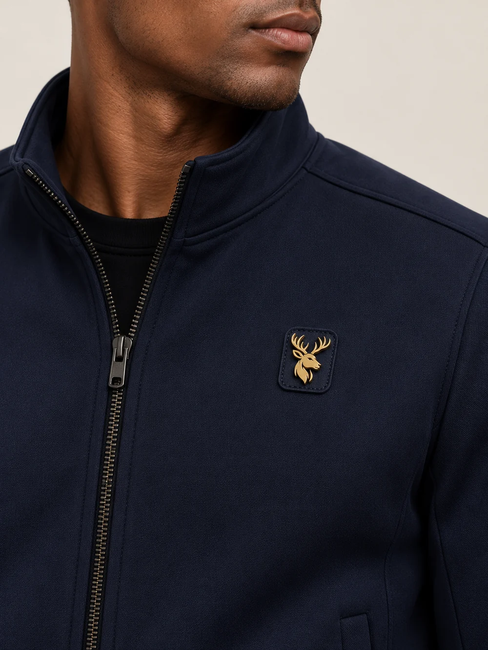 Gold Edition Men's Zip Blouson — Midnight Navy, Detail view