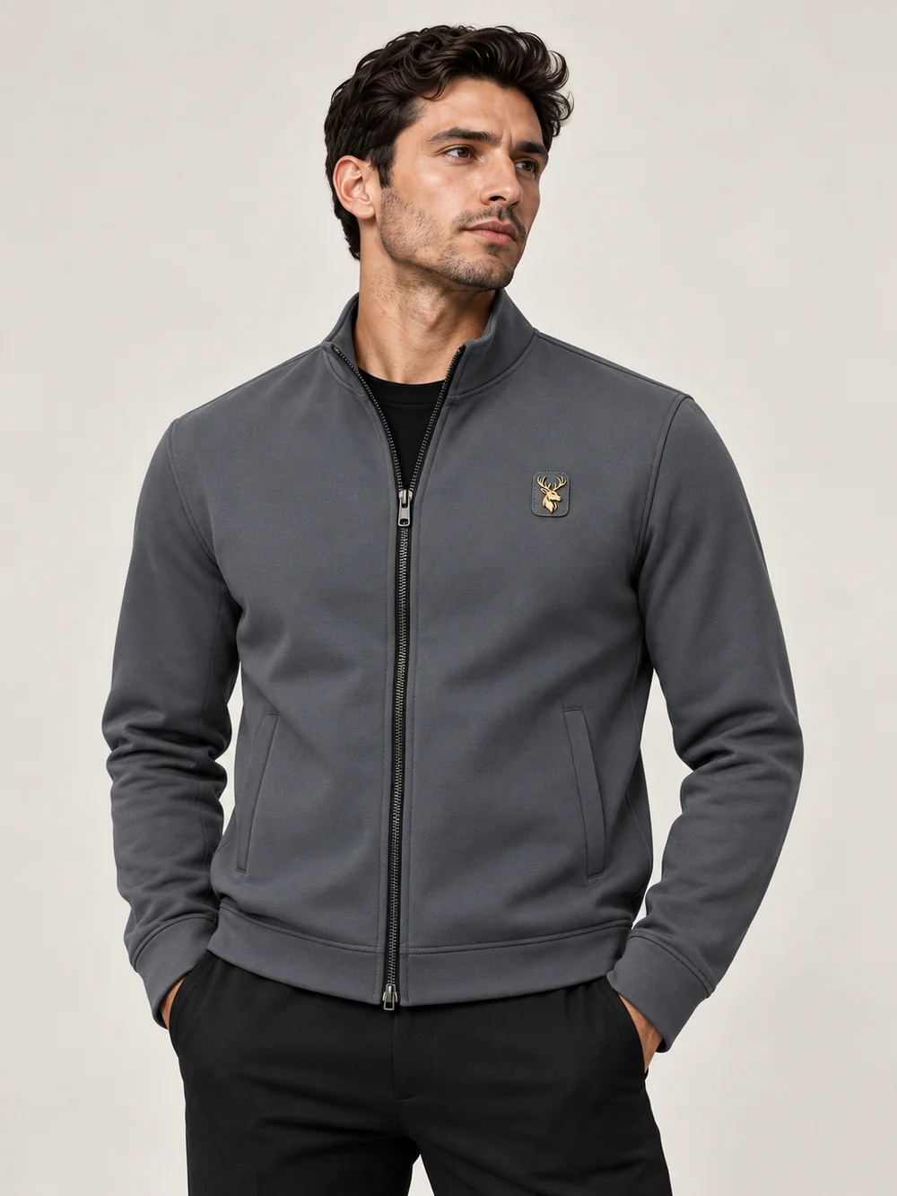Gold Edition Men's Zip Blouson — Slate, On-model view