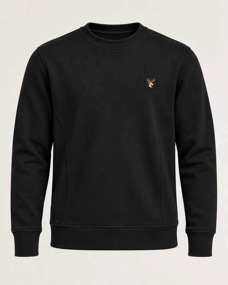 Gold Edition Men's Crest Panelled Crewneck — Black, Original product image
