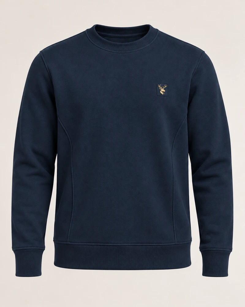 Gold Edition Men's Crest Panelled Crewneck — Midnight Navy, Original product image