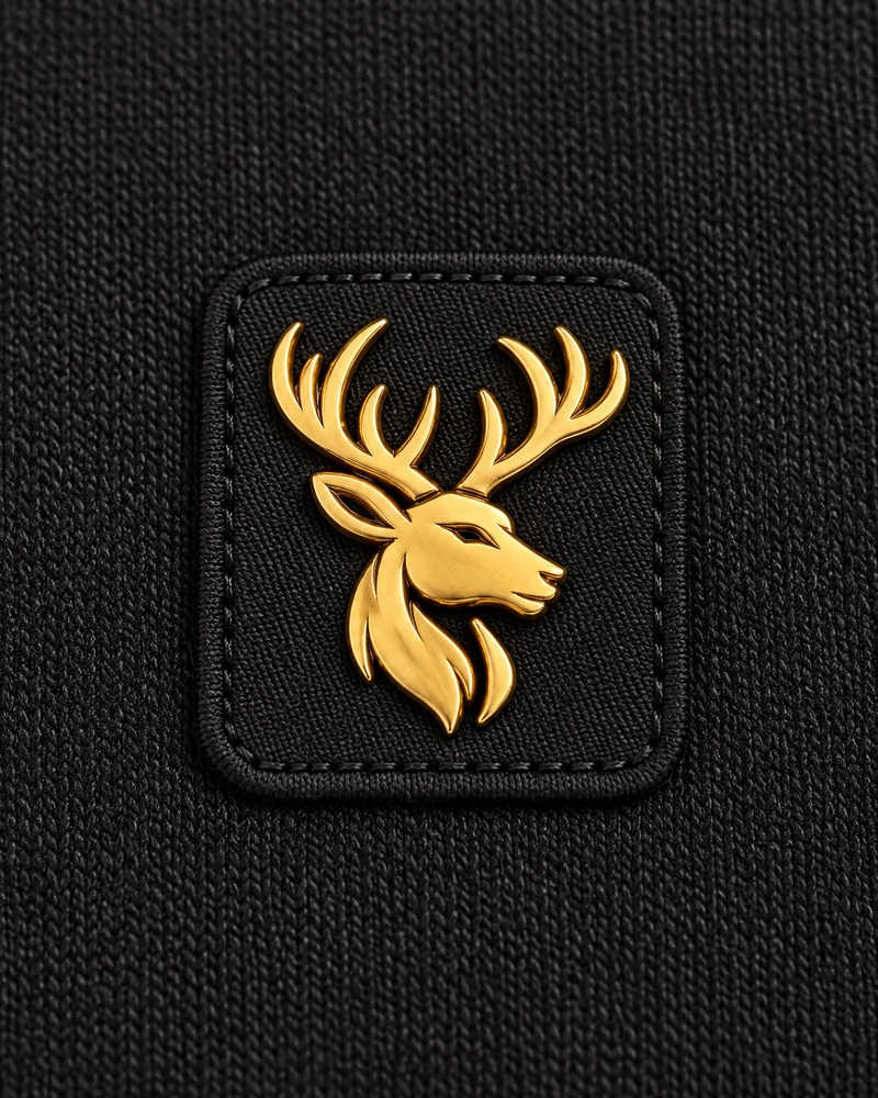 Gold Edition Women's Facet Panelled Crewneck — Black, Logo detail