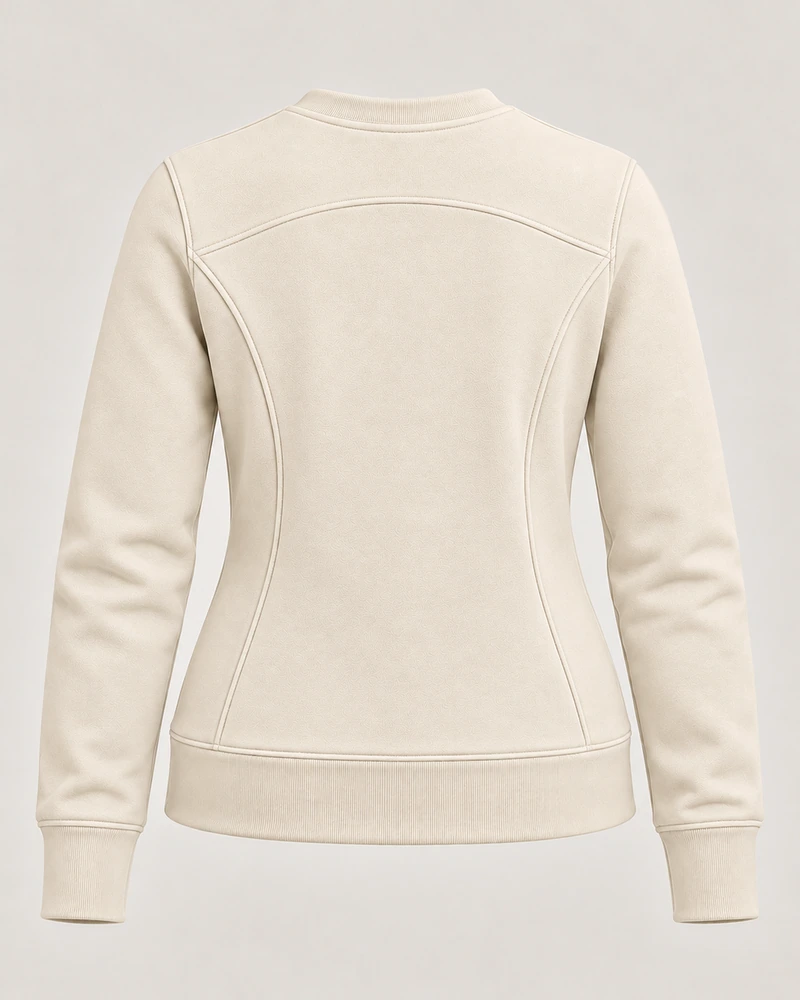 Gold Edition Women's Facet Panelled Crewneck — Cream, Back view