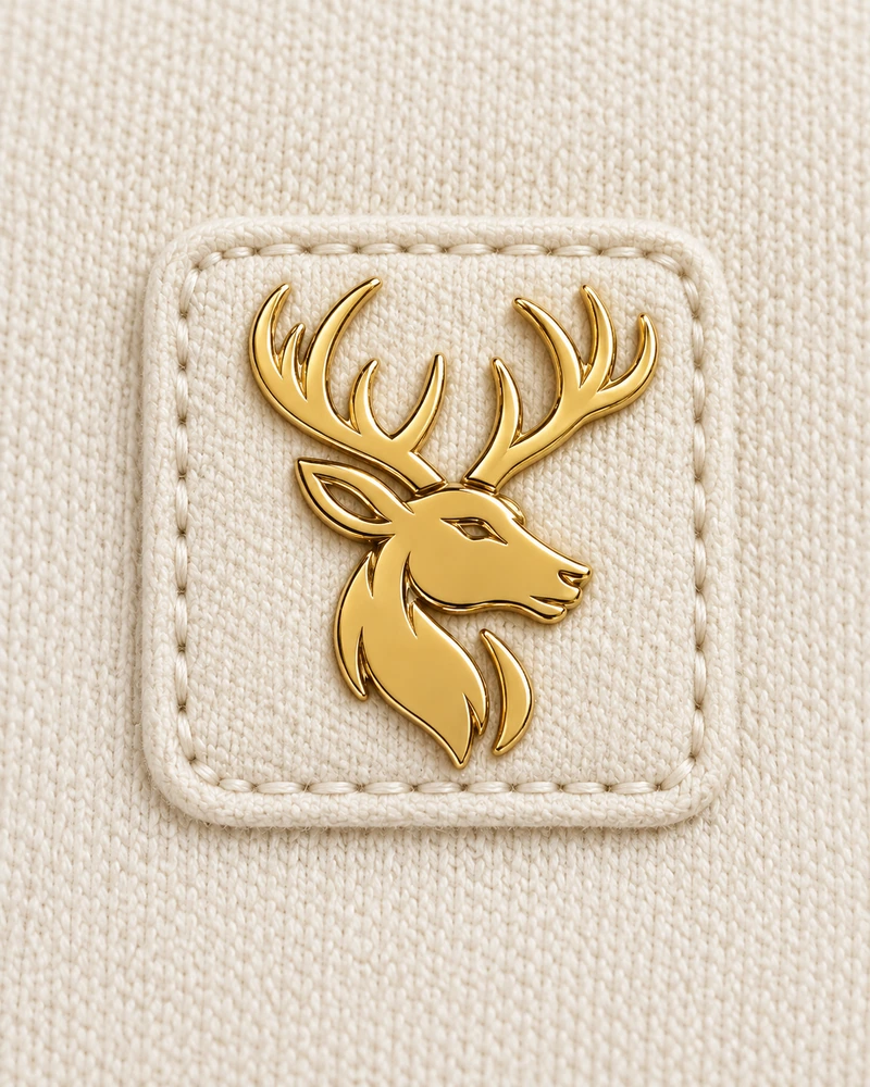 Gold Edition Women's Facet Panelled Crewneck — Cream, Logo detail