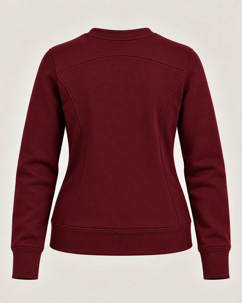 Gold Edition Women's Facet Panelled Crewneck — Deep Burgundy, Back view