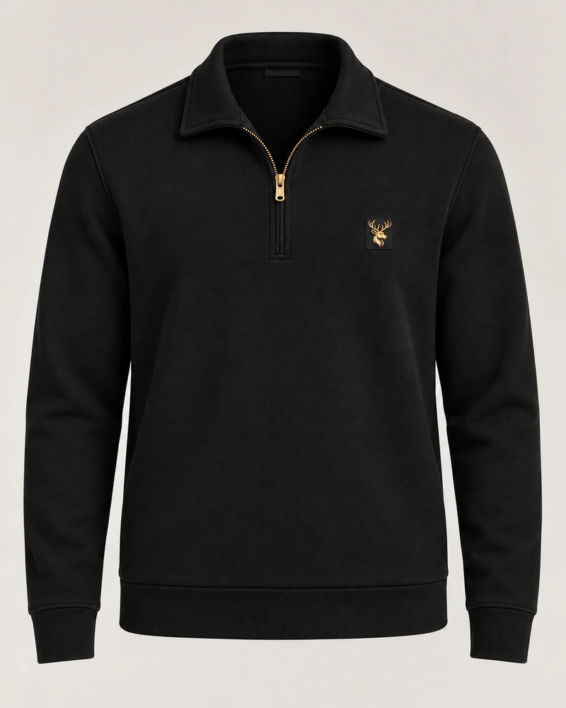 Gold Edition Men's Gallery Fold-Collar Half-Zip — Black, Original product image