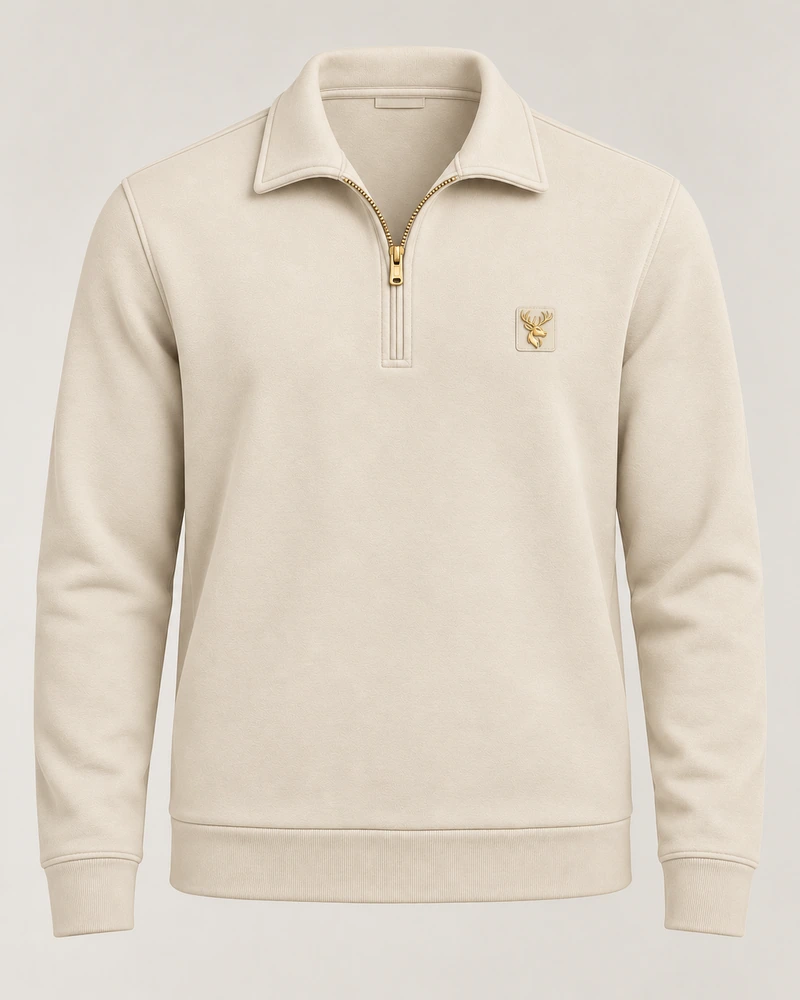 Gold Edition Men's Gallery Fold-Collar Half-Zip — Cream, Original product image