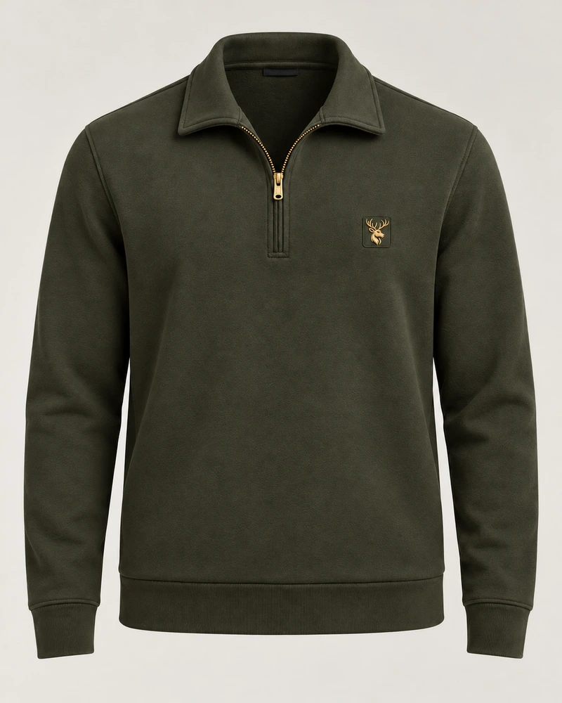 Gold Edition Men's Gallery Fold-Collar Half-Zip — Dark Olive, Original product image