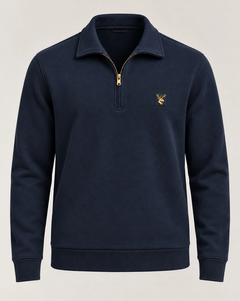 Gold Edition Men's Gallery Fold-Collar Half-Zip — Midnight Navy, Original product image