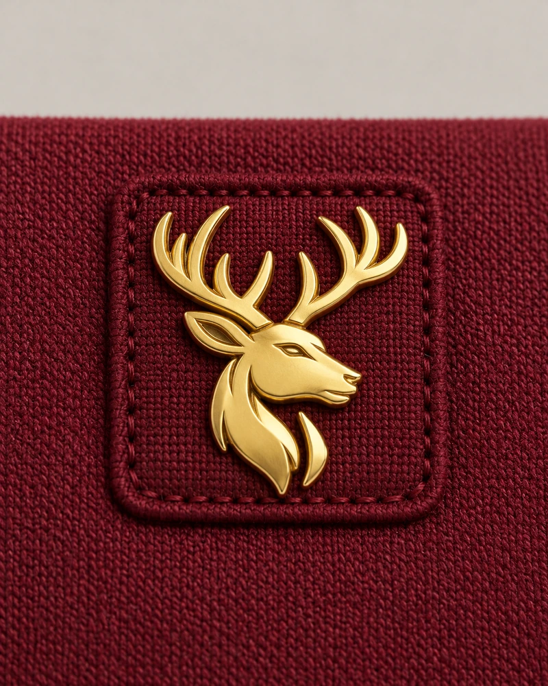 Gold Edition Women's Muse Architectural Crewneck — Deep Burgundy, Logo detail