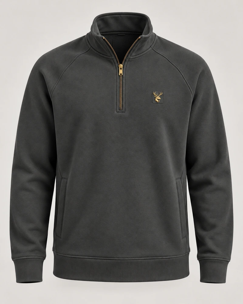 Gold Edition Men's Nocturne Raglan Half-Zip in Charcoal, front view