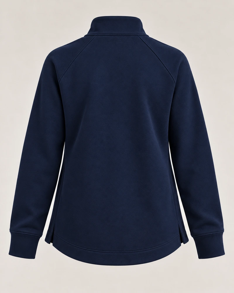 Gold Edition Women's Nocturne Drape Raglan Half-Zip — Midnight Navy, Back view