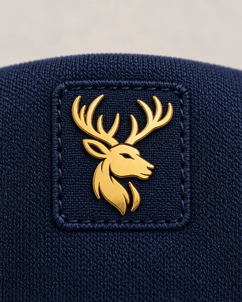 Gold Edition Women's Nocturne Drape Raglan Half-Zip — Midnight Navy, Logo detail