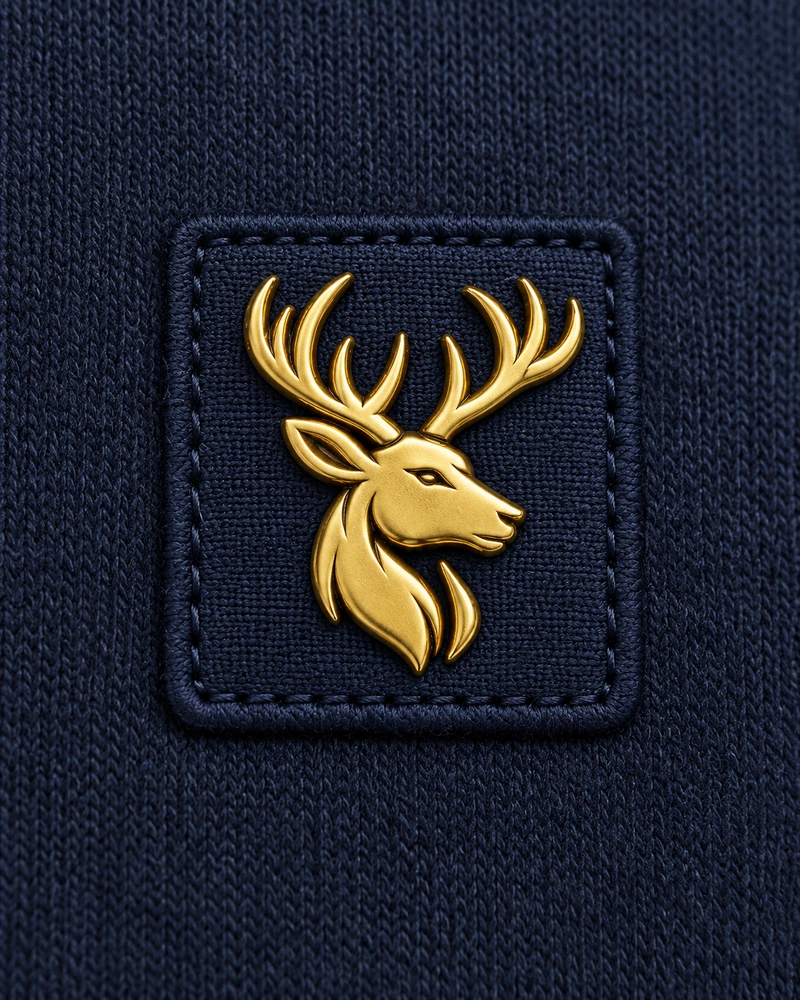 Gold Edition Men's Nocturne Raglan Half-Zip — Midnight Navy, Logo detail