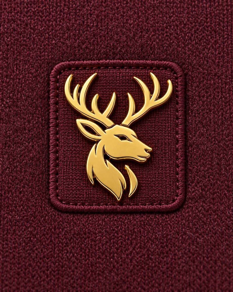 Gold Edition Men's Regent Quarter-Zip — Deep Burgundy, Logo detail