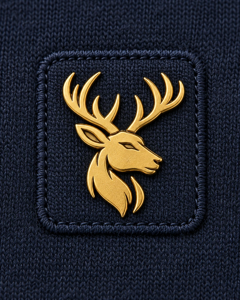Gold Edition Men's Regent Quarter-Zip — Midnight Navy, Logo detail