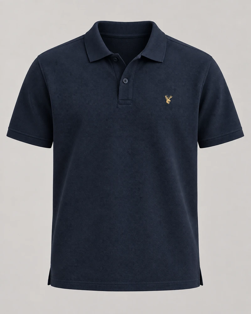 INTERVAL / 01 Men's Notch Piqué Polo Shirt — Ink Navy, Original product image