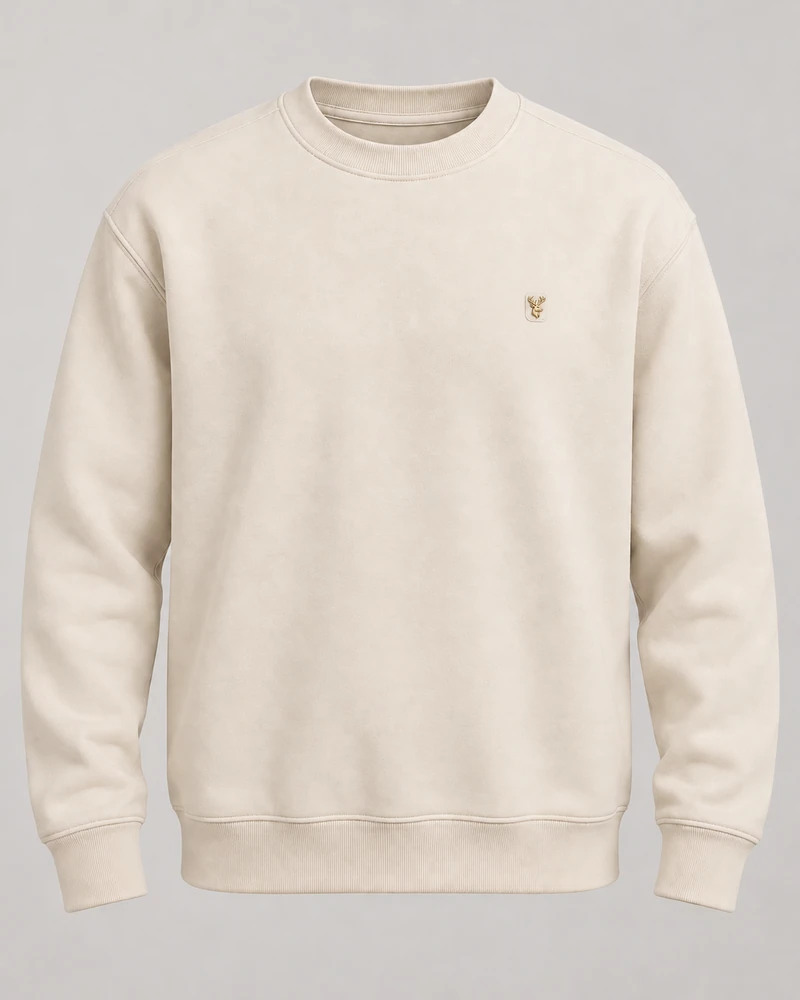 INTERVAL / 01 Men's Offset Crew Sweatshirt — Cream, Original product image