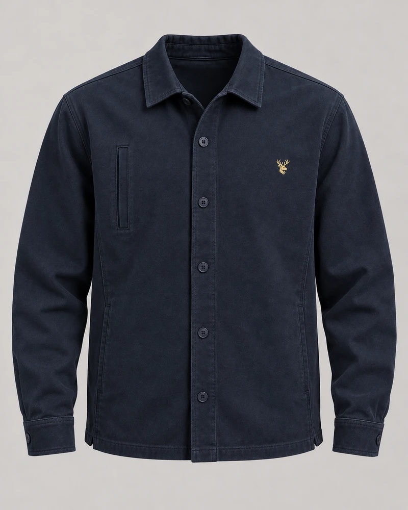 INTERVAL / 01 Men's Ledger Twill Overshirt — Ink Navy, Original product image