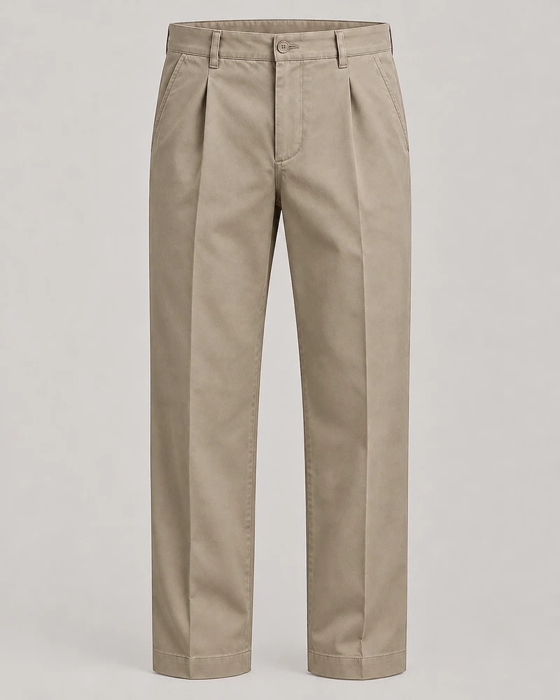 INTERVAL / 01 Men's Ledger Pleated Trouser — Stone, Original product image