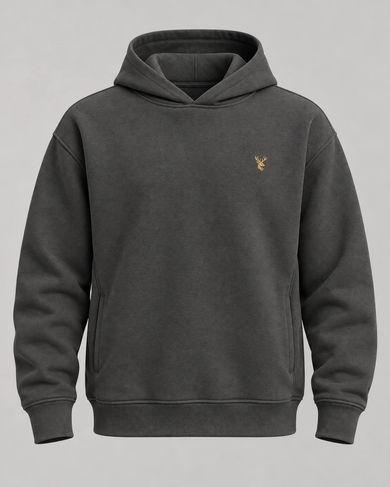 INTERVAL / 01 Unisex Shelter Hooded Sweatshirt — Charcoal, Original product image
