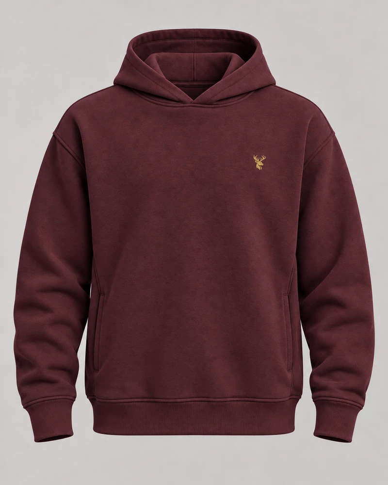 INTERVAL / 01 Unisex Shelter Hooded Sweatshirt — Oxblood, Original product image