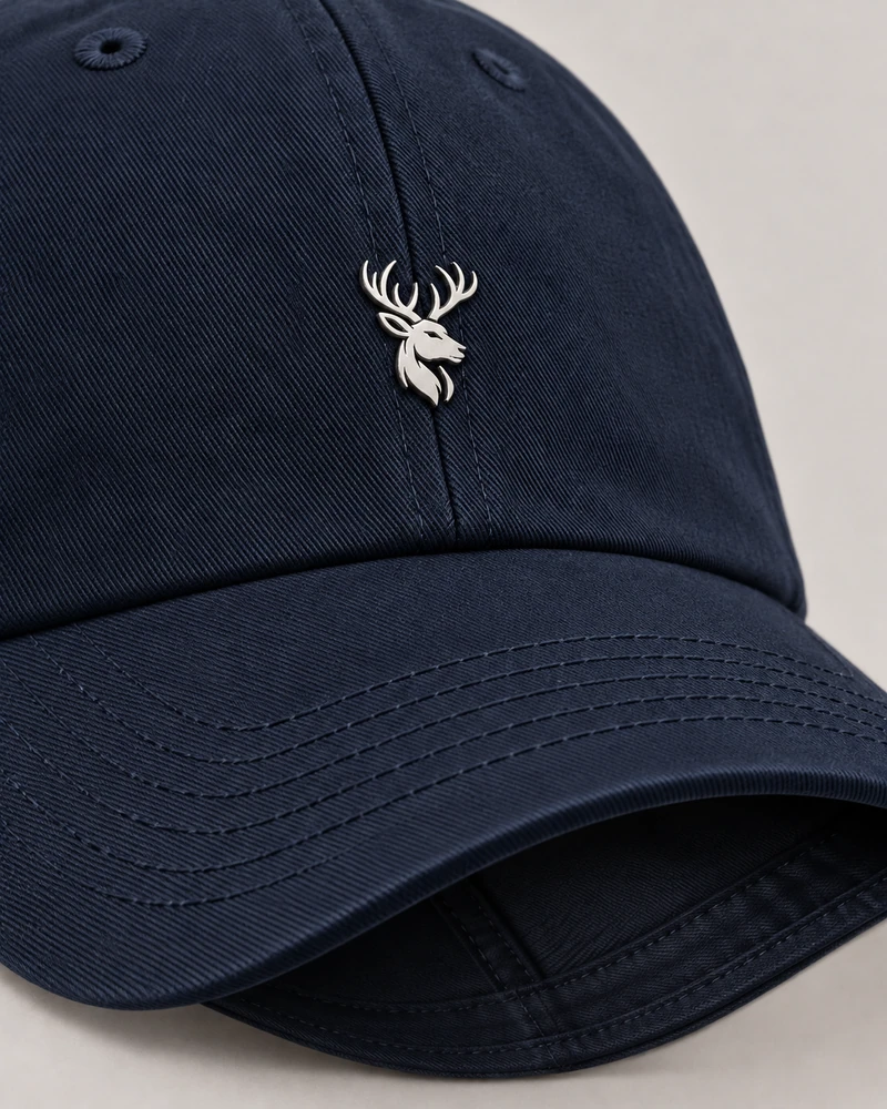 INTERVAL / 01 Unisex Contour Six-Panel Cap — Ink Navy, Detail view