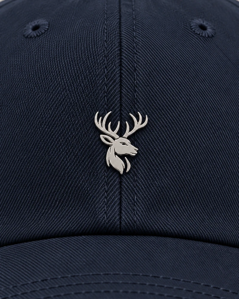 INTERVAL / 01 Unisex Contour Six-Panel Cap — Ink Navy, Logo detail