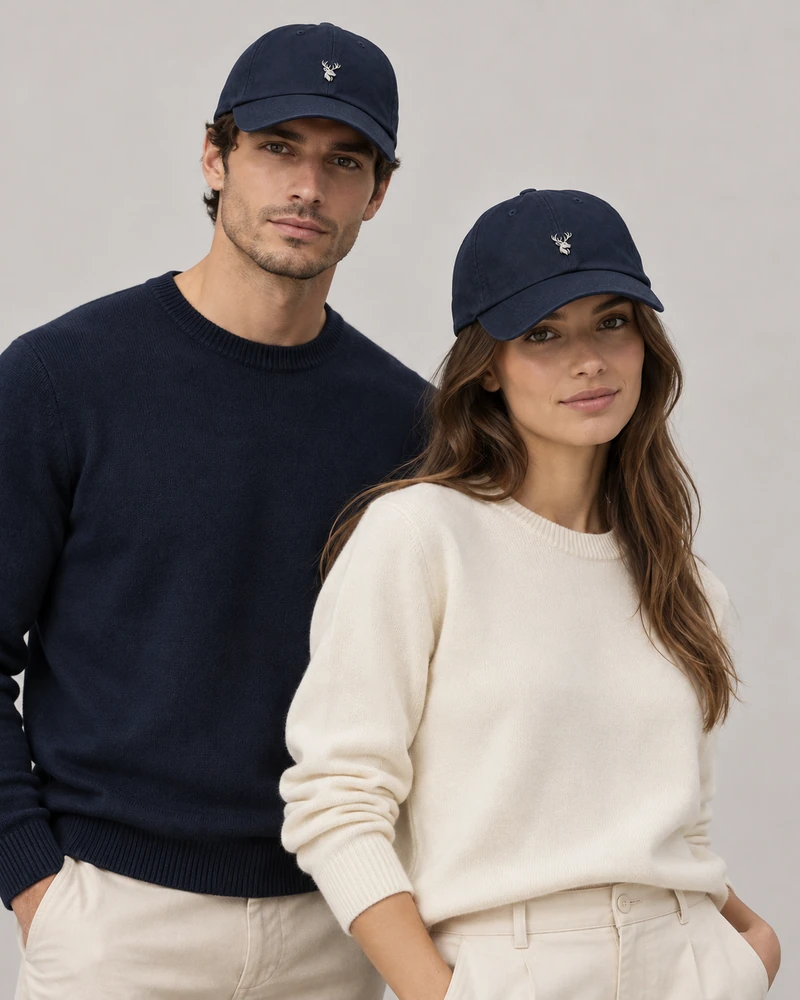 INTERVAL / 01 Unisex Contour Six-Panel Cap — Ink Navy, On-model view