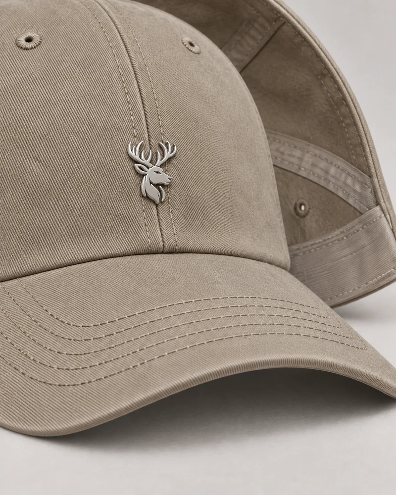 INTERVAL / 01 Unisex Contour Six-Panel Cap — Stone, Detail view