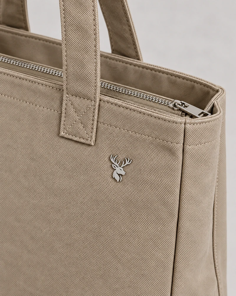 INTERVAL / 01 Unisex Transit Fold Tote — Stone, Detail view