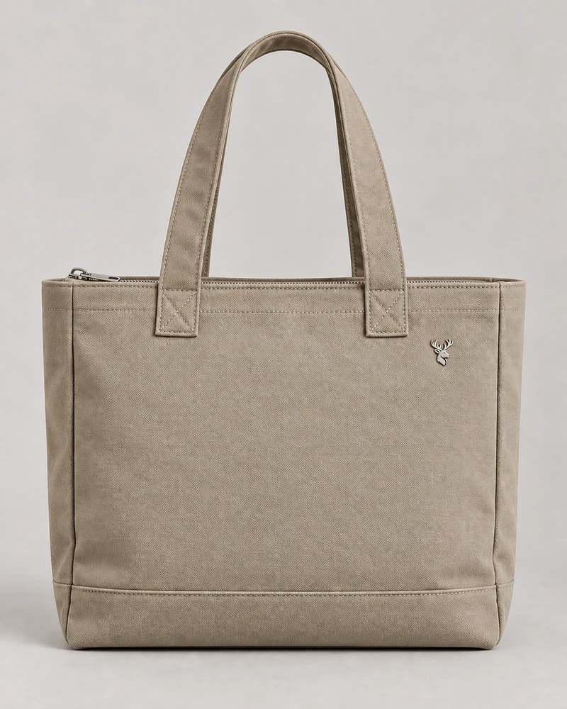 INTERVAL / 01 Unisex Transit Fold Tote in Stone, front view