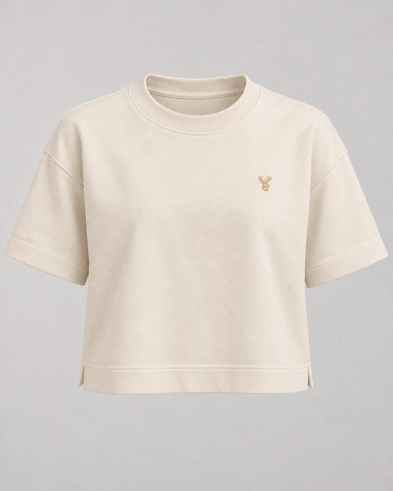 INTERVAL / 01 Women's Fold Box Tee — Cream, Original product image