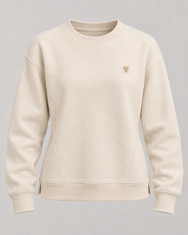 INTERVAL / 01 Women's Contour Seam Crew Sweatshirt — Cream, Original product image