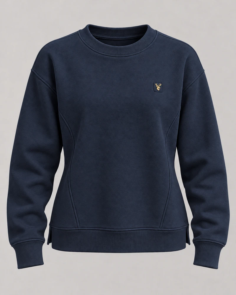 INTERVAL / 01 Women's Contour Seam Crew Sweatshirt — Ink Navy, Original product image