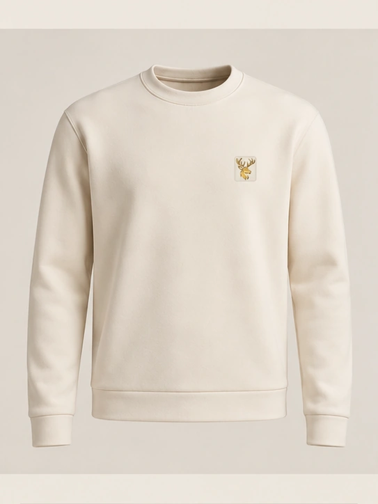 Gold Edition Men's Atelier Architectural Crewneck — Cream in Cream, front view
