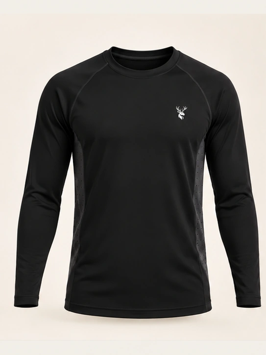 Men’s Axial Close-Fit Base Layer in Black, front view