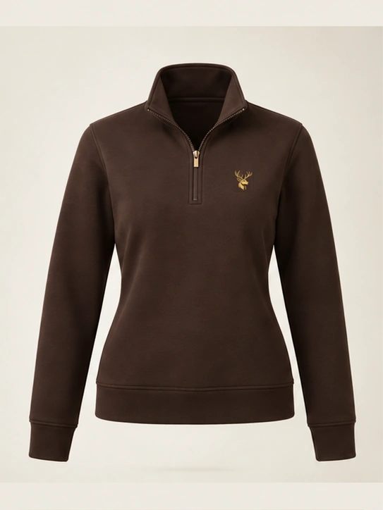 Gold Edition Women's Sovereign Quarter-Zip — Espresso in Espresso, front view