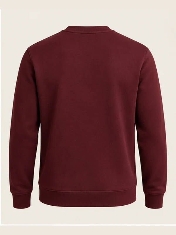 Men's Arc Shaped Crewneck — Deep Burgundy, Back view